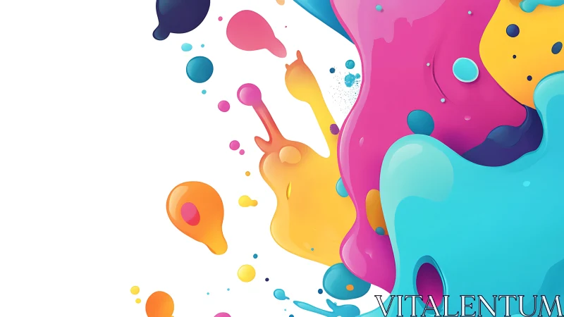 Vibrant liquid color splash shapes on clean white field.