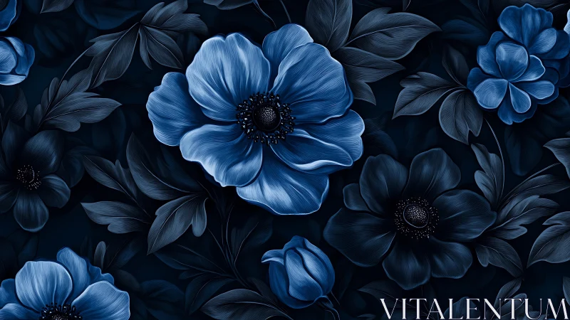 Indigo Bloom Symphony: Nocturnal Florals in Monochromatic Blue