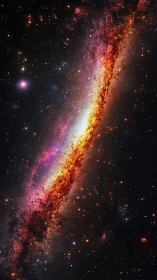 Streaking starry galaxy glows warmly across silent space