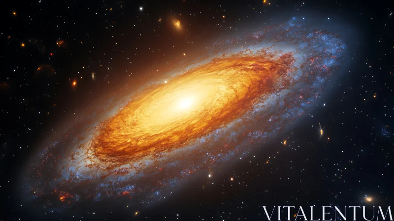 Volumetric spiral galaxy rendered with luminous stellar core glow
