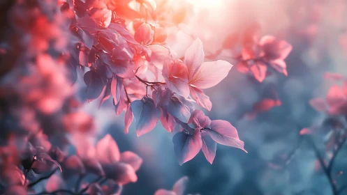 Backlit Pink Flowers Dissolving Into Soft Focus Haze