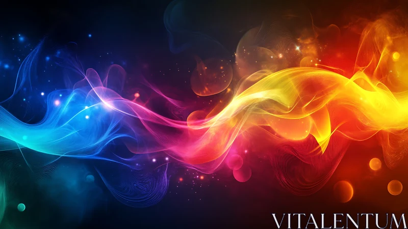 Glowing ribbon of color dancing through a dreamy night sky.