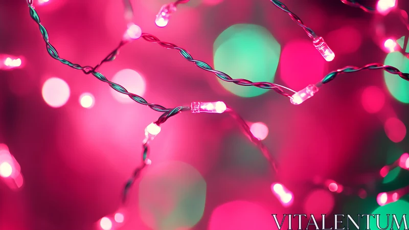 Glowing pink and green fairy lights in a dreamy blur.