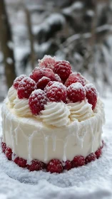 Winter Berry Cake with Frosted Raspberries.
