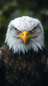 Regal bald eagle gazing ahead with bold, steady focus.