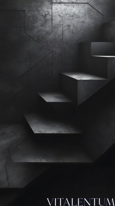 Monolithic Concrete Stairwell with Dramatic Shadow Play.