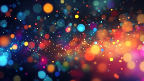 Digital painting of luminous abstract bokeh particle field.