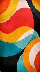 Curved geometric fields intersect in saturated retro color bands