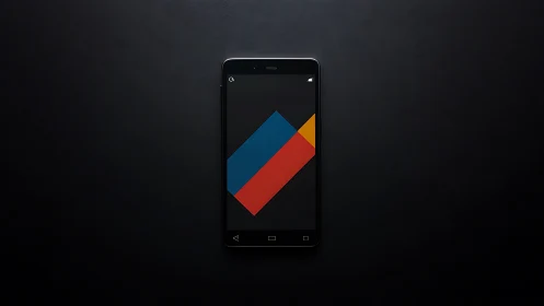 Android Smartphone Displaying Geometric Abstract Design.