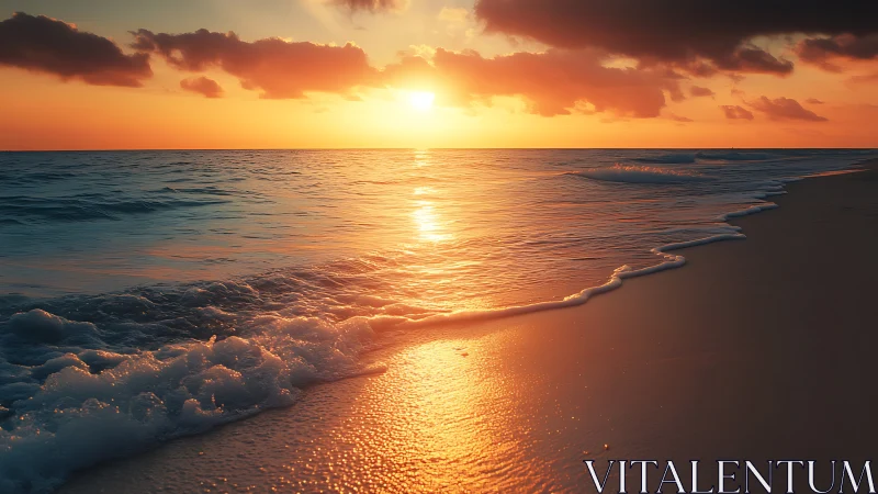 Littoral wavefront under low-angle solar incidence at sunset.