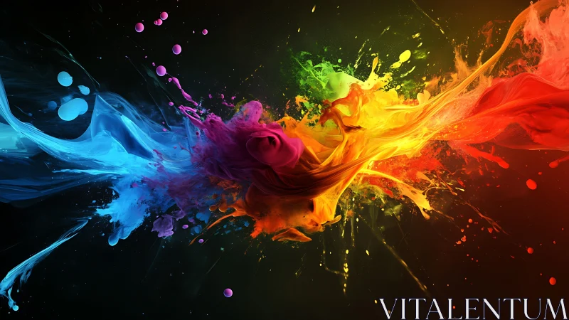 Exploding color streams surge across darkness in dynamic motion