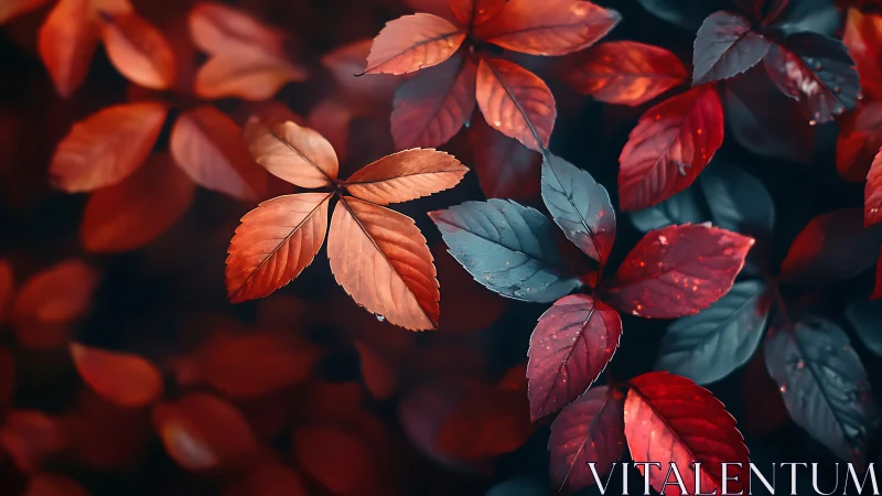 Crimson leaves trade whispers with cool midnight shadows