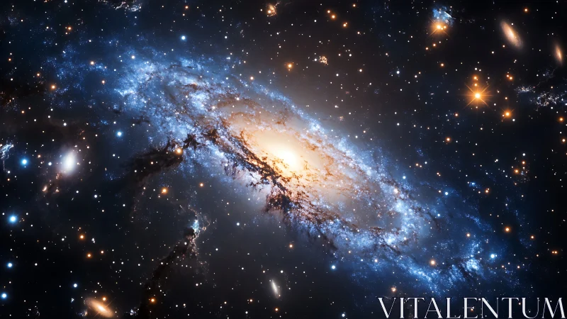 Spiral galaxy swirls like a luminous whirlpool in deep space