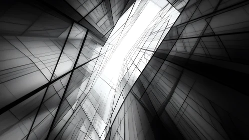 Upward Perspective: Modern Architectural Abstraction Through Geometric Glass Towers.