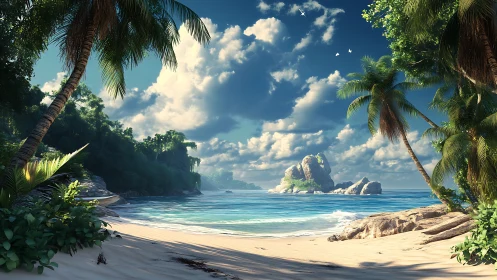 Tropical Beach Paradise. Secluded Cove Island Landscape.