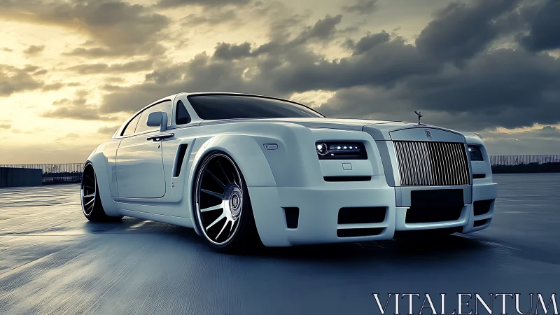 Low-slung luxury coupe rendered in cool twilight tones.