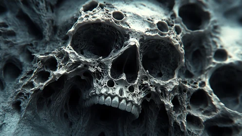Eroded cranial structure rendered with porous fractal detail