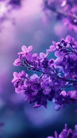 Purple lilac blooms captured in intimate macro focus.