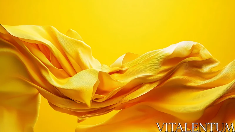 Flowing yellow fabric waves over vibrant monochrome field.