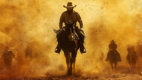 Dust-storm cowboys carve burning trails through liquid light