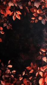 Crimson autumn leaves framing a quiet, moody night sky.