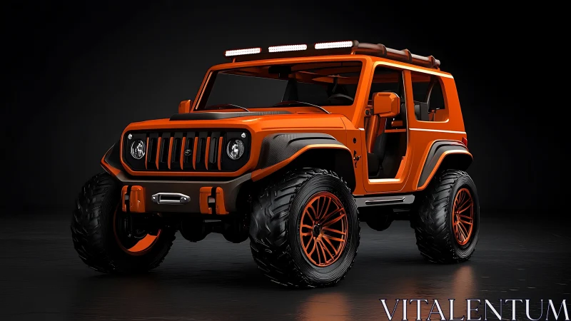 Orange off-road SUV concept with oversized rugged tires.