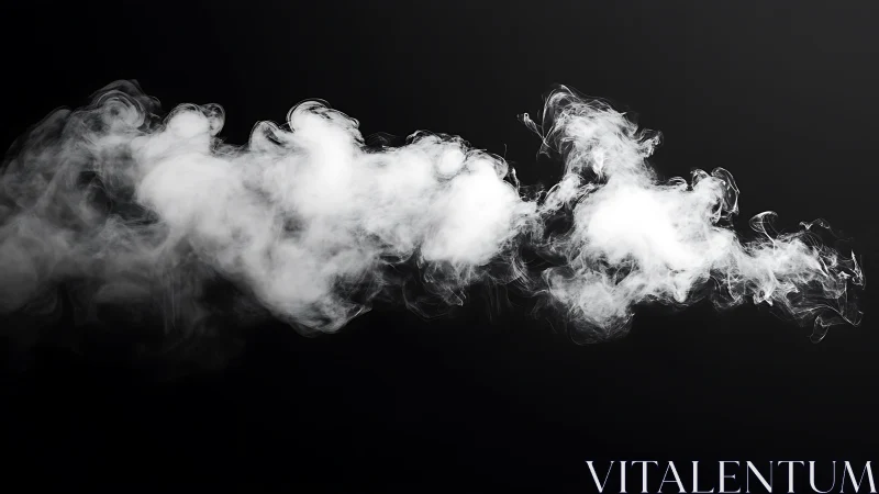 White vapor plume moves horizontally across black background