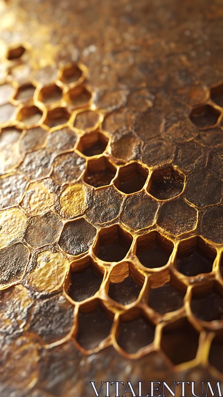 Honeycomb canyon of molten gold and shadowed hollows.