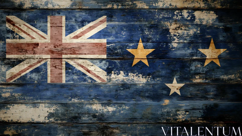 Weathered Union Jack with Southern Cross Stars.