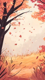 Autumn's Golden Dance: Falling Leaves Drift Gently