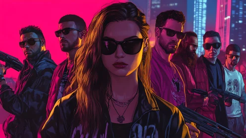 Neon-armed street crew confronts the city in blazing defiance