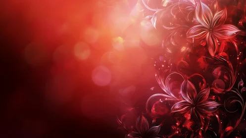 Radiant Floral Dreams in Warm Red Glow.