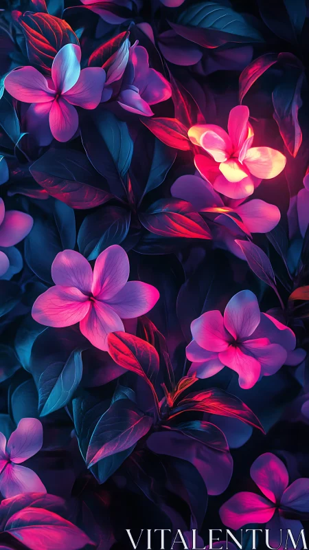 Luminous Neon Orchids with Dynamic Volumetric Lighting