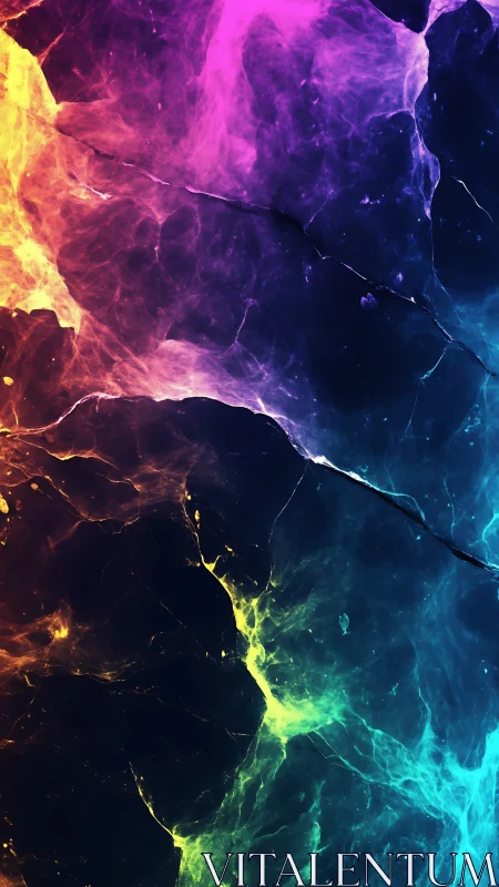 Multicolor fractured surface displays gradient plasma textures