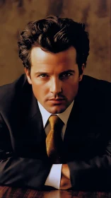 Intense corporate portrait with shallow depth and warm key lighting