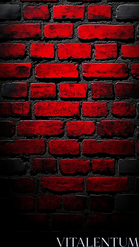 Scarlet brickwork smolders against deep-shadowed mortar night.