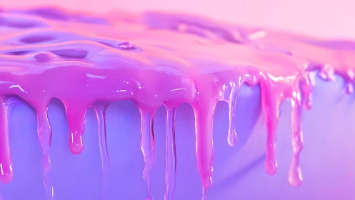 Vibrant Pink and Purple Dripping Paint Close-Up, Abstract Art.