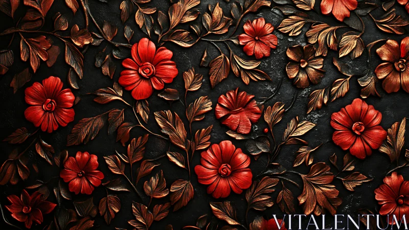 Radiant Red Flowers Dance Against Deep Charcoal