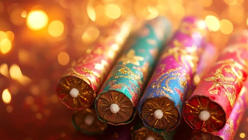 Sparkling festive crackers glowing with holiday warmth.