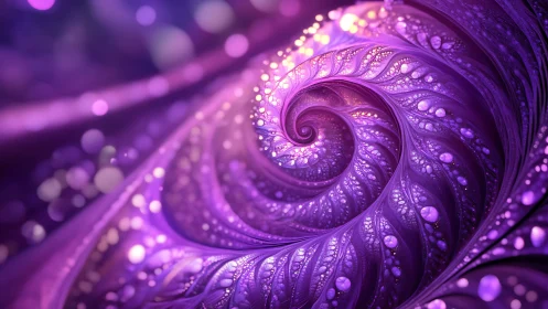 Fractal spiral structure displays layered purple filigree detail