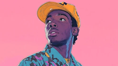 Sideways dreamer tilts toward neon skies of possibility