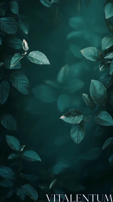 Midnight leaves drift softly through a teal-tinted hush