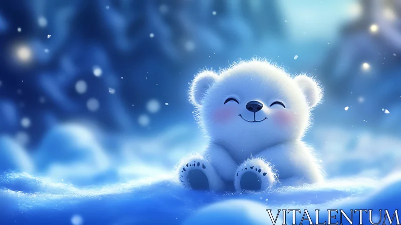 Snowflake giggles ripple from a fluffy arctic daydream cub