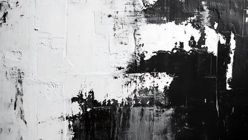 Monochrome textured abstraction divides white and black fields