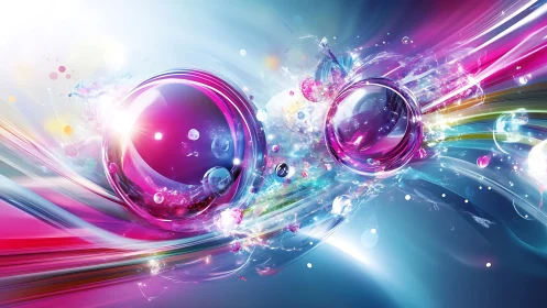 Chromatic plasma spheres in high-velocity spectral flow.