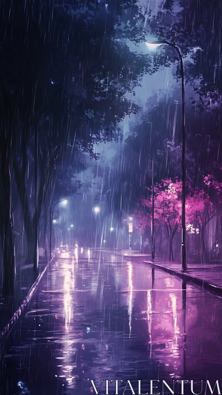 Neon rain writes quiet poems across the midnight avenue