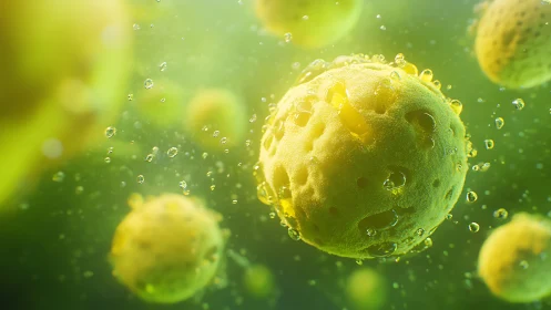 Spherical microstructures with fluid droplets in green medium