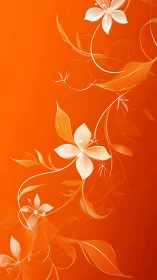 White and gold floral botanical design on vibrant orange background