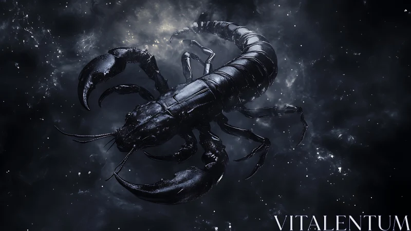 Starlit cosmic scorpion drifting through midnight nebulae.