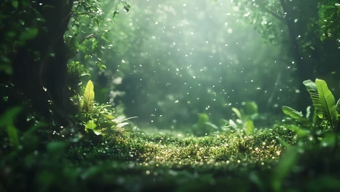 Luminescent Forest Understory with Diffracted Particulate Matter.